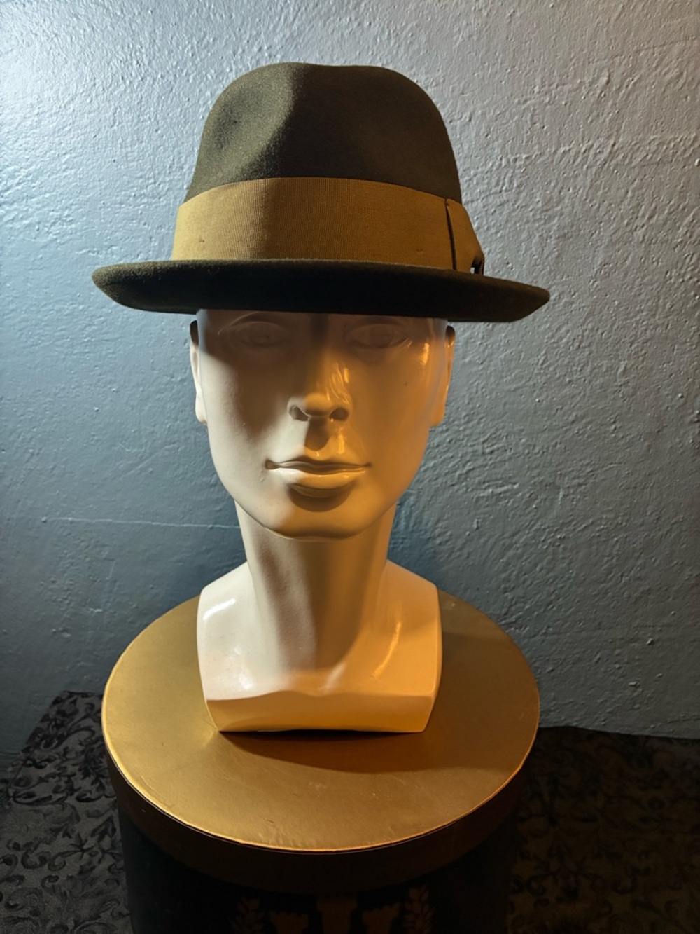 Brixton “Roosevelt” Moss Green Wool Felt Fedora with Gold Lining Size Medium